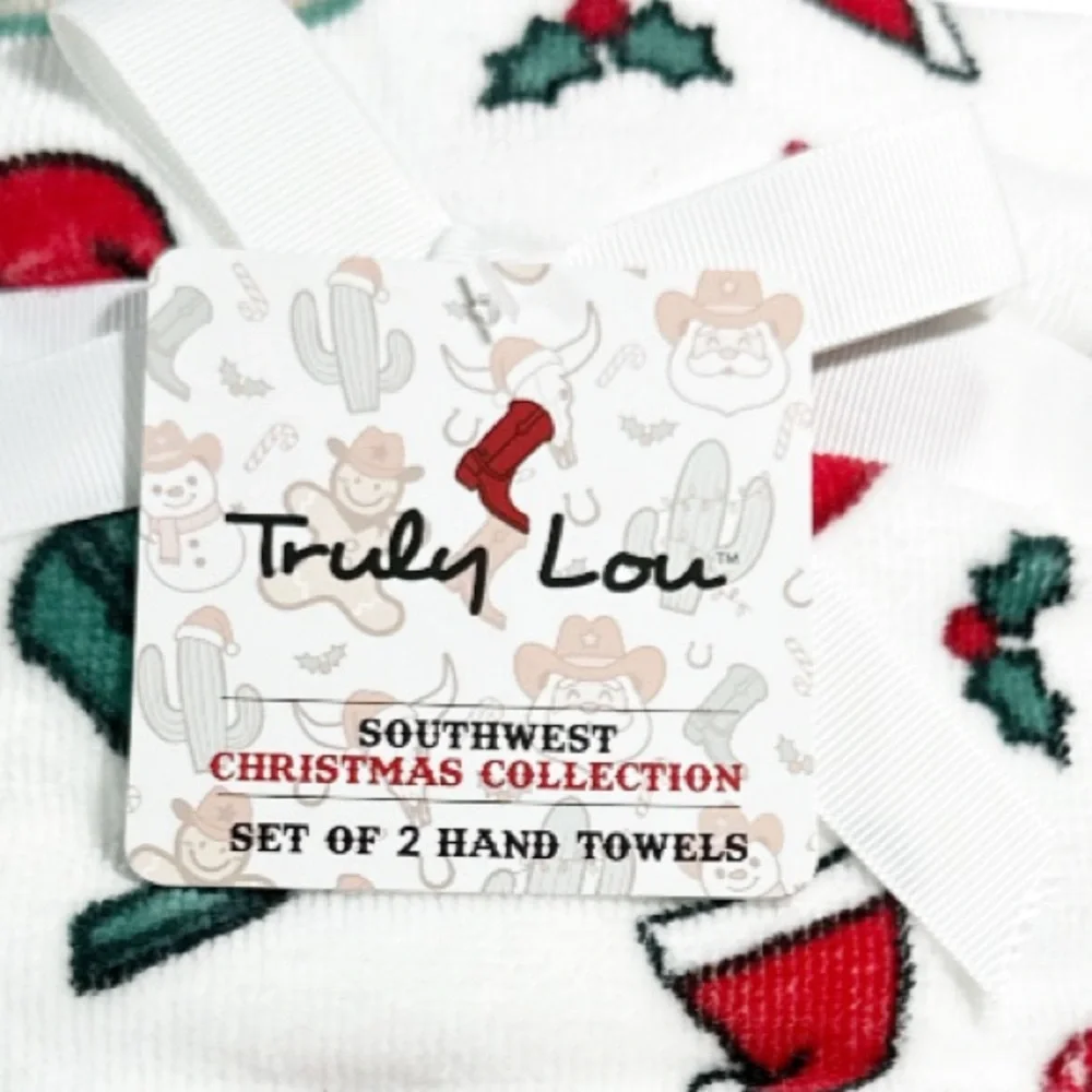 NEW Truly Lou COWBOY CHRISTMAS Southwest Collection Hand Towels Set/2